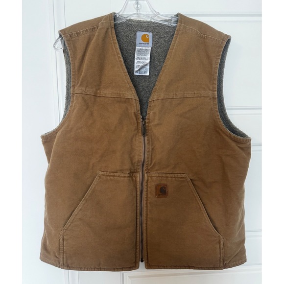 VTG Carhartt Sherpa-Lined Duck Canvas Work Vest Men's L 2007 USA Made EXCELLENT